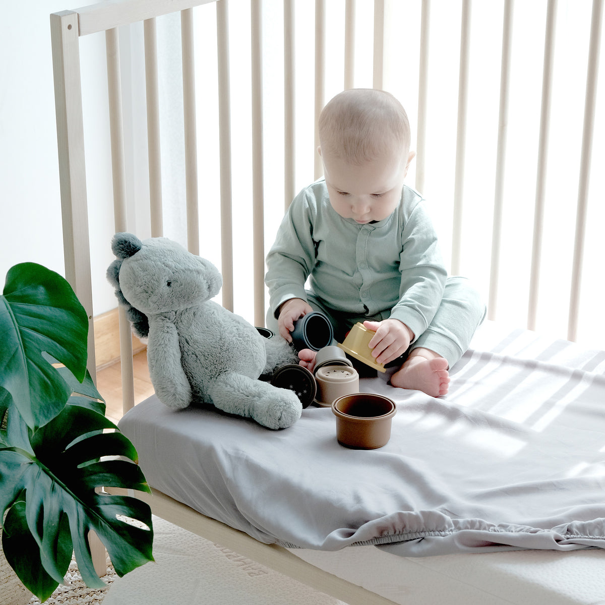 Junior Natural Bamboo Crib Fitted Sheet Heveya HK